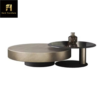 Meubles de salon de conception italienne, table basse en métal de luxe, table basse moderne minimaliste en verre