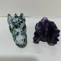 Tête de Dragon en agate sculptée en cristal naturel, tête de Dragon en Fluorite, vente en gros