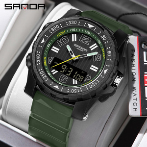 Reloj SANDA 3375 para Hombre, Reloj Electrónico Deportivo de Moda para Exteriores, Reloj de Pulsera Luminoso con Doble Pantalla Resistente al Agua - Product Image 1