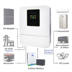 Onduleur solaire <span class=keywords><strong>hybride</strong></span> on-grid/off-grid avec stockage, version améliorée, option parallèle, étanche IP54, 11000W 12000W 11kW 12kW, anti-poussière - Product Image 1