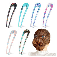 Classique en forme de U acétate de Cellulose français bâton de cheveux épingles à cheveux accessoires résine acrylique 2 griffes fourches à cheveux pour les filles