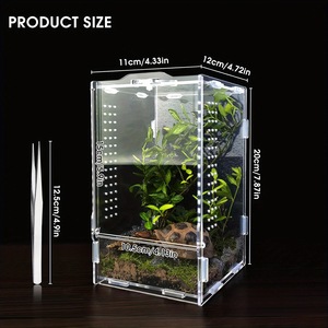 11-12-20cm Crystal Clear Acrylic Vertical Reptile Enclosure Magnetic Arboreal <strong>Gecko</strong> <strong>Tank</strong> for Crested <strong>Gecko</strong> Spider Habitat - Product Image 5