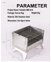 Réchaud de camping pliable en acier inoxydable, barbecue portable au charbon de bois pour la maison, l'extérieur et le camping