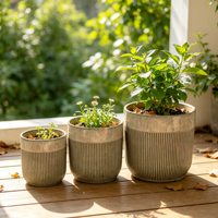 Ensemble de pots à plantes en céramique rayés et émaillés, 3 tailles, grand pot décoratif pour fleurs, pour l'intérieur, l'extérieur, le jardin, la maison, la décoration d'hôtel