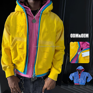 Youchen đường phố mặc Hoodies cho nam giới tùy chỉnh Heavyweight Boxy Zip Up rửa <span class=keywords><strong>HOODIE</strong></span> Chất lượng cao - Product Image 3