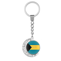 Porte-clés personnalisé avec drapeau national de Sainte-Lucie et lune rotative, en alliage, croissant double face, pour collection de voyage