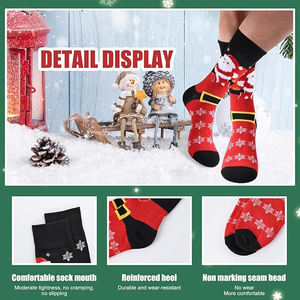 Medias de Papá Noel de alta calidad personalizadas a granel al por mayor, calcetines navideños festivos hasta la rodilla con logotipo de puños para el cuerpo - Product Image 5