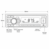 Evrensel 1-DIN Araç MP3 Çalar 4x25W Amplifikatör Yüksek Güçlü FM Vericisi SD Kart Çift USB TF AUX Oynatma V5.0 Stereo için
