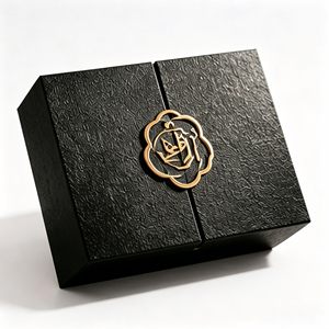 Black Luxury <b>Gift</b> Packaging Textured Paper Gold Foil Emblem Ribbon Interior Custom Logo Size for Corporate <b>Gifts</b> Rigid <b>Gift</b> <b>Box</b> - Product Image 1