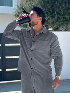 Camicia Casual da <span class=keywords><strong>Uomo</strong></span> Primaverile Nuova Collezione, Personalizzabile con Logo, in Velluto a Coste, Manica Lunga con Tasche - Product Image 4