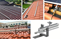 Structure de montage solaire pour toit en tuiles inclinées avec crochets réglables pour projets d'installation photovoltaïque résidentiels et commerciaux