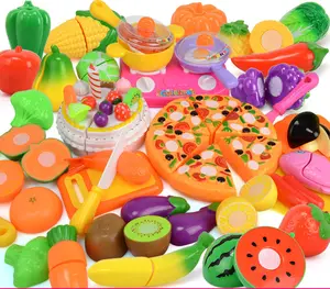 Детский Пластиковый кухонный набор для ролевых игр, тележка, корзина, подставка для фруктов, игрушка для резки фруктов и овощей