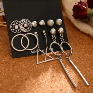 Nouvel ensemble de boucles d'oreilles créoles bohèmes géométriques en perles et cristaux pour femme, avec pampilles florales, cadeau de bijoux - Product Image 3