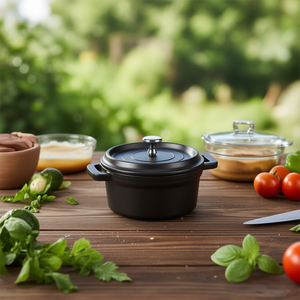 Mini cocotte con coperchio nero da 1,5 litri per cuocere e preparare cibi - Product Image 3