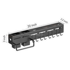 Organizador de Utensilios de Cocina Multifuncional, Soporte <span class=keywords><strong>para</strong></span> Cuchillos, Cucharas y Tenedores, de Pared, Sin Perforaciones, Plateado - Product Image 4