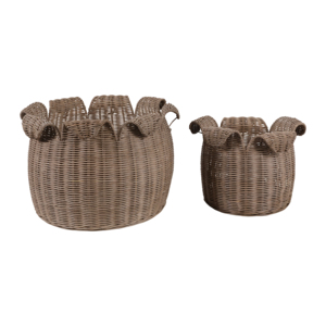 Cesti portaoggetti in rattan intrecciati con bordo smerlato per l'organizzazione domestica e lo stile degli scaffali - Product Image 4
