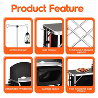 Personnalisé Multifonction 3 Placard Amovible Pare-Brise Camping BBQ Cuisson Salle À Manger Pique-Nique Pliable Extérieur Mobile Cuisine Table