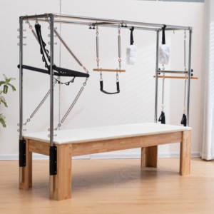 Máquina Reformer Clásica Multifuncional para Rehabilitación, Mesa <span class=keywords><strong>de</strong></span> Trapecio y <span class=keywords><strong>Cama</strong></span> Oscilante con Sistema <span class=keywords><strong>de</strong></span> Torre Robusto para Uso Terapéutico - Product Image 2