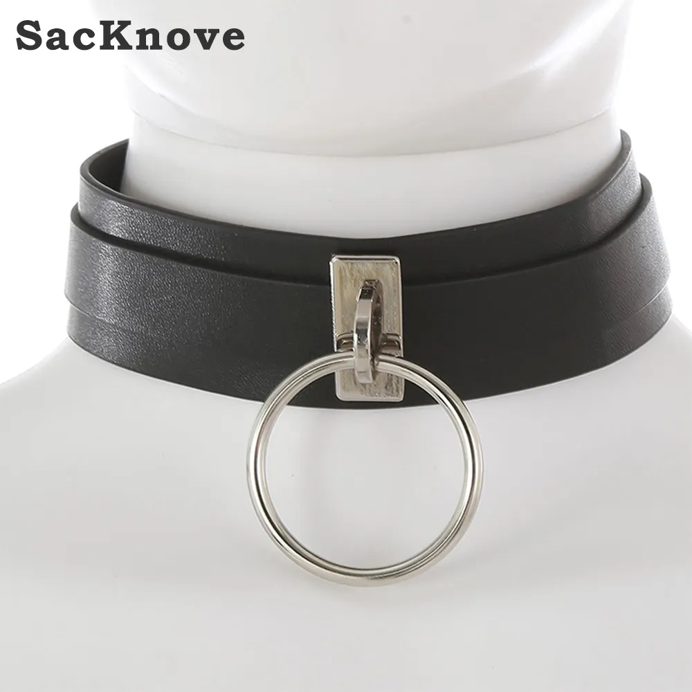 SacKnove 51122 Produto Adulto Sexo Toy Aço Inoxidável Anéis Bdsm Escravo Harness Acessórios Pescoço Bondage Collar Para Mulheres Gay