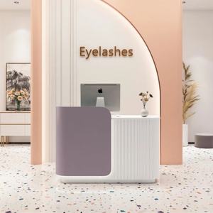 Mostrador de Recepción Semicircular Curvo de Lujo Moderno, Barra de Madera Simple y Elegante para Salón de Belleza u Hospital - Product Image 4