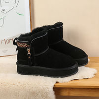 Bottes de neige pour femmes à plateforme, chaudes, style ethnique, hiver, thermiques, souples, pour intérieur et extérieur, sport, à la cheville, avec fermeture éclair latérale, imperméables