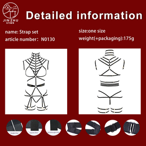 JINZHU Ceinture de bondage sexy avec motif toile d'araignée perforée, style gothique, <span class=keywords><strong>porte</strong></span>-jarretelles de liaison - Product Image 4