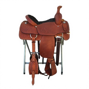 BS International Engrave Silla de montar de cuero genuino con estructura de madera, absorbente de sudor, para jinetes masculinos y femeninos, para carreras, con moños de cuero para brida de caballo inglés - Product Image 5