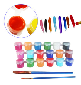 Ensemble de <span class=keywords><strong>peinture</strong></span> <span class=keywords><strong>acrylique</strong></span> 12 couleurs de Noël <span class=keywords><strong>avec</strong></span> support en <span class=keywords><strong>verre</strong></span> et papier comprenant un pinceau en bois pour les fournitures d'art en bois de toile de bois - Product Image 2