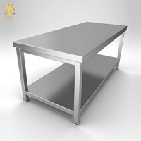 Table de travail de cuisine commerciale Lubo Lanshi LB-0060, pieds carrés, construction en acier inoxydable, capacité de charge de 100 kg, garantie d'un an, non