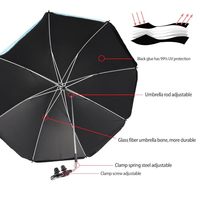 Parapluie de chaise avec pince universelle, 46 pouces UPF 50 + Clip sur Parasol pour chaise de patio Chaises de plage Fauteuils roulants Voiturettes de golf