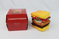 Chaussettes amusantes en coton peigné 200N style hamburger, haute qualité, colorées, personnalisées avec jacquard et emballage pour femmes et enfants
