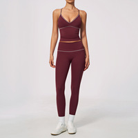 Ensemble de course 2 pièces à séchage rapide en Spandex/Nylon imprimé pour femme, débardeur long rembourré à dos en Y et short de sport, tenue d'entraînement pour la gym2
