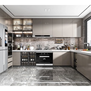 Armoires de cuisine abordables, ensemble d'armoires de cuisine murales modernes personnalisées sur mesure, en forme de <span class=keywords><strong>L</strong></span>, en bois, modulaires - Product Image 2