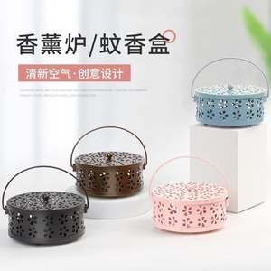Support pour spirales anti-moustiques, plateau porte-spirales anti-moustiques domestique, brûleur d'encens en fer forgé ignifuge et résistant à la chaleur avec couvercle - Product Image 4