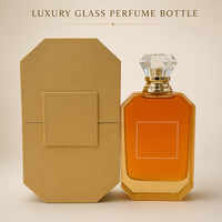 Flacon de parfum en verre vide élégant de 100 ml avec couvercle en cristal, emballage de luxe en boîte cadeau géométrique pour parfum