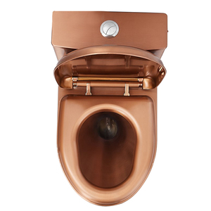 WC monobloc de luxe moderne en acier inoxydable, finition or rose, à double chasse, à poser au sol, avec siphon en S/P - Product Image 5