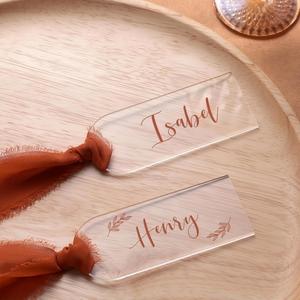 Custom Acrylic Laser Engraved Arched <b>Wedding</b> Place <b>Cards</b> Ribbons Party <b>Name</b> <b>Cards</b> Reserved Signs Bookmarks Bookplates-Modern - Product Image 5