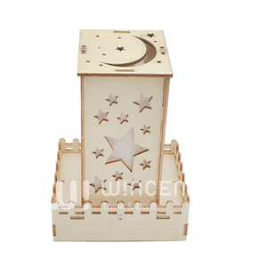 Lanterne en bois à faire soi-même Wincent, lumière de nuit, modèle de puzzle 3D, lune croissante, décoration céleste, cadeau <span class=keywords><strong>pour</strong></span> enfants et adultes, chambre à coucher - Product Image 1
