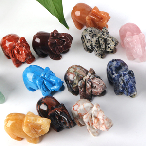 Animaux sculptés à la main en cristal naturel, éléphant en cristal, pierre de quartz, éléphants en quartz rose - Product Image 2