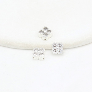 Four Leaf Clover Zircon <b>Spacer</b> Beads 7mm Gold Plated Silver Jewelry Findings DIY Accessories FGT550 - Product Image 5