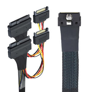 Кабель-жгут LP Low-Profile SFF-8654 с медной жилой и ПВХ-оболочкой, высокоскоростной, 8I 74P, 2x SFF-8639 U.2 + 15P, модель LY7355 - Product Image 3