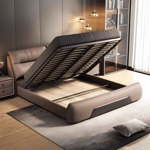 Rising estilo italiano cuero genuino lujo suave-paquete cama con orejas <span class=keywords><strong>de</strong></span> <span class=keywords><strong>elefante</strong></span> cama doble lujosa <span class=keywords><strong>de</strong></span> gama alta a <span class=keywords><strong>precio</strong></span> <span class=keywords><strong>de</strong></span> fábrica - Product Image 6