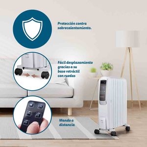Radiador de Aceite Digital de 2000W, Blanco, 3 Niveles de Potencia, Calefactor Eléctrico - Product Image 3