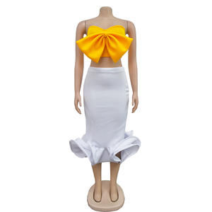 Conjunto de 2 Piezas para Mujer, Top Corto con Lazo y Falda Tutú, Estilo Veraniego, Disponible para Entrega Inmediata - Product Image 4