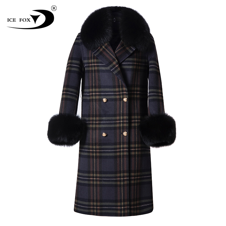 Custom Woolen Overcoat Winter Slim Fit Jacket Double Sided Cashmere Blend Wool Coat With Real Fox Fur Collar