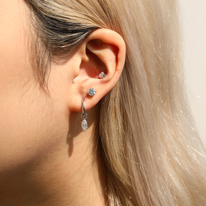 Minimalism S925 Sterling <b>Silver</b> Sparkling Triangle Cut Moissanite Ear <b>Studs</b> Heart Screw <b>Stud</b> Earrings for Women Fine Jewelry - Product Image 2