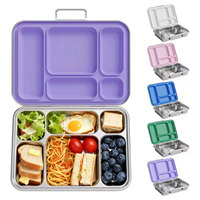 Boîte à lunch portable Risheng, nouveau design mignon, anti-fuite, en acier inoxydable 304, avec compartiments bento pour enfants, compatible micro-ondes, sans BPA et durable