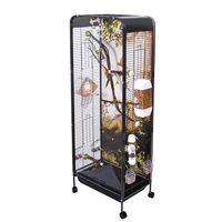 Grande Cage à Oiseaux Transparente Style Villa Ample Espace pour Visualiser Construction Métallique Solide pour Perroquets Perruches Tourtereaux