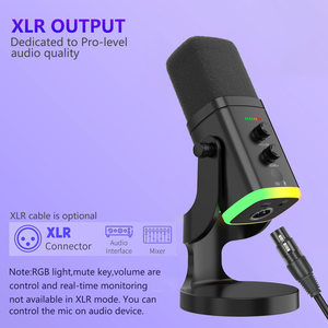 Microphone de <span class=keywords><strong>jeu</strong></span> USB à condensateur cardioïde avec effets lumineux RGB, fonction de silencieux et de gain en un clic, idéal pour le streaming <span class=keywords><strong>Twitch</strong></span> et l'enseignement, Plug-and-Play - Product Image 5