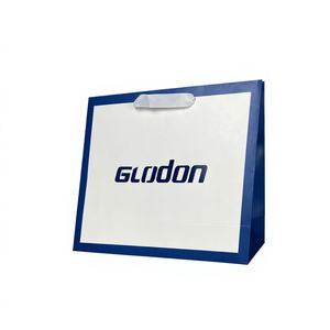 Bolsa de Compras de Cartón Kraft Azul Reciclable al por Mayor con Logotipo Personalizado Impreso y Cinta para Embalaje de Velas y Marcos de Fotos - Product Image 1